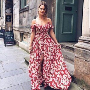 TOPSHOP Hanky XS Floral Maxi Long Dress Whimsical Summer Fairy Feminine Coquette